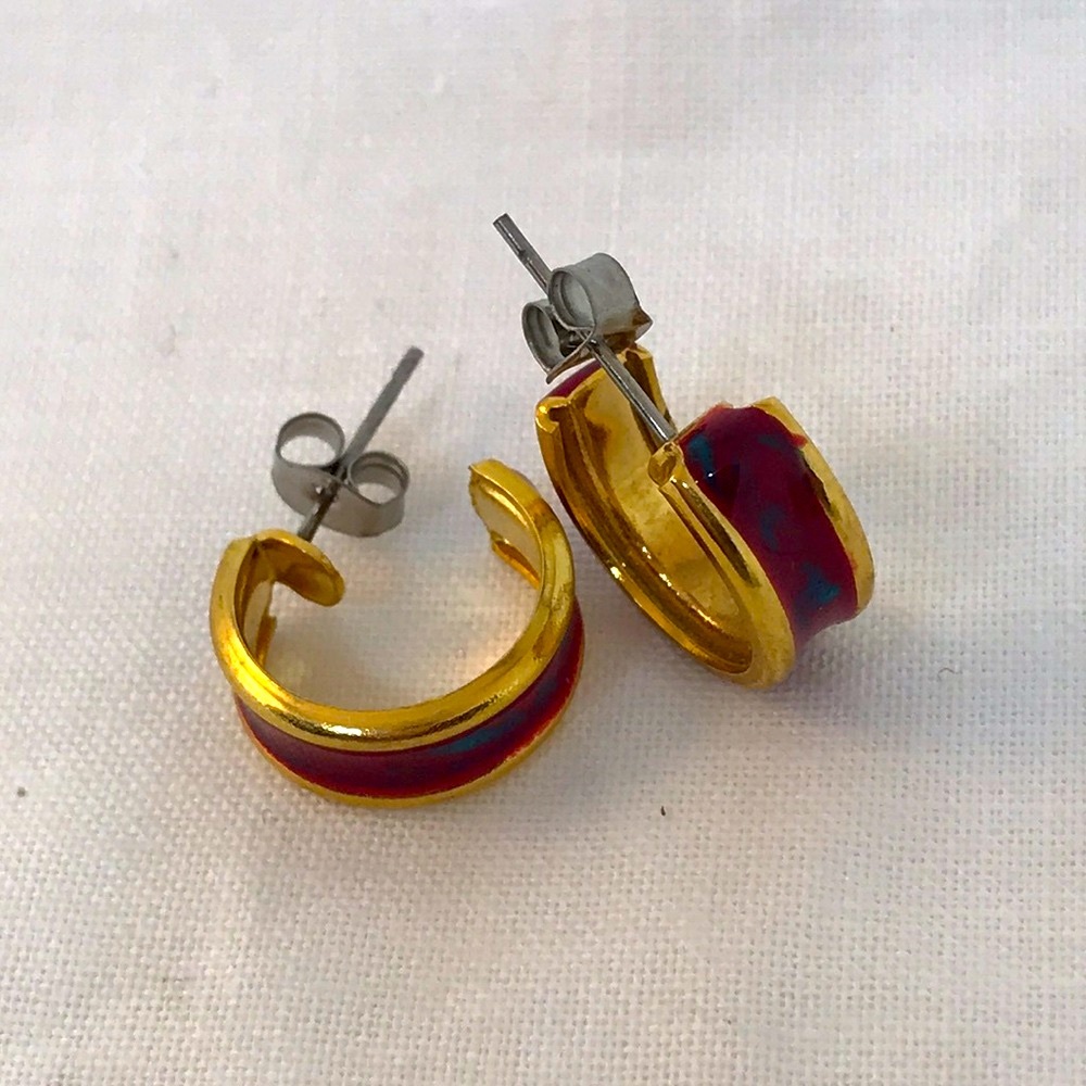 💖💙small pink and blue gold Color earrings